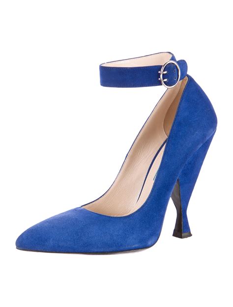 prada suede pointed toe pumps|Prada chunky heel pumps.